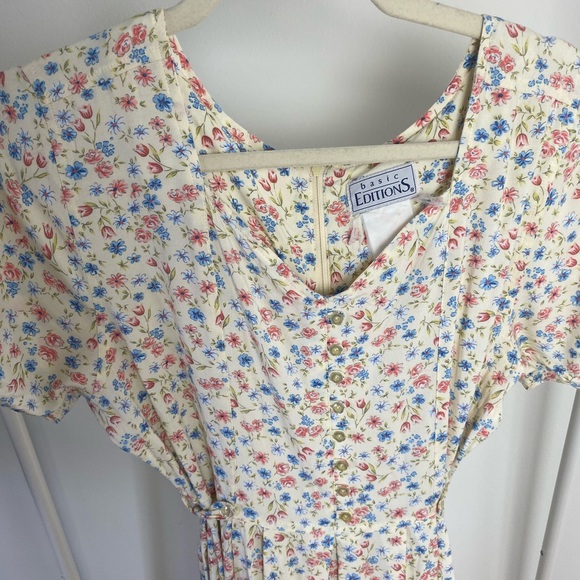 90s Yellow Floral Midi Dress | Basic Editions - Picture 3 of 11